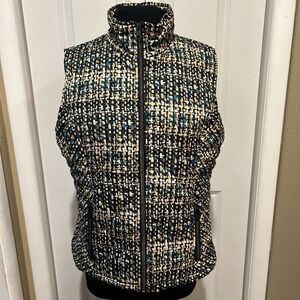 Christopher & Banks Woman's L Vest Green/Black/Yellow/White -‎ Excellent!